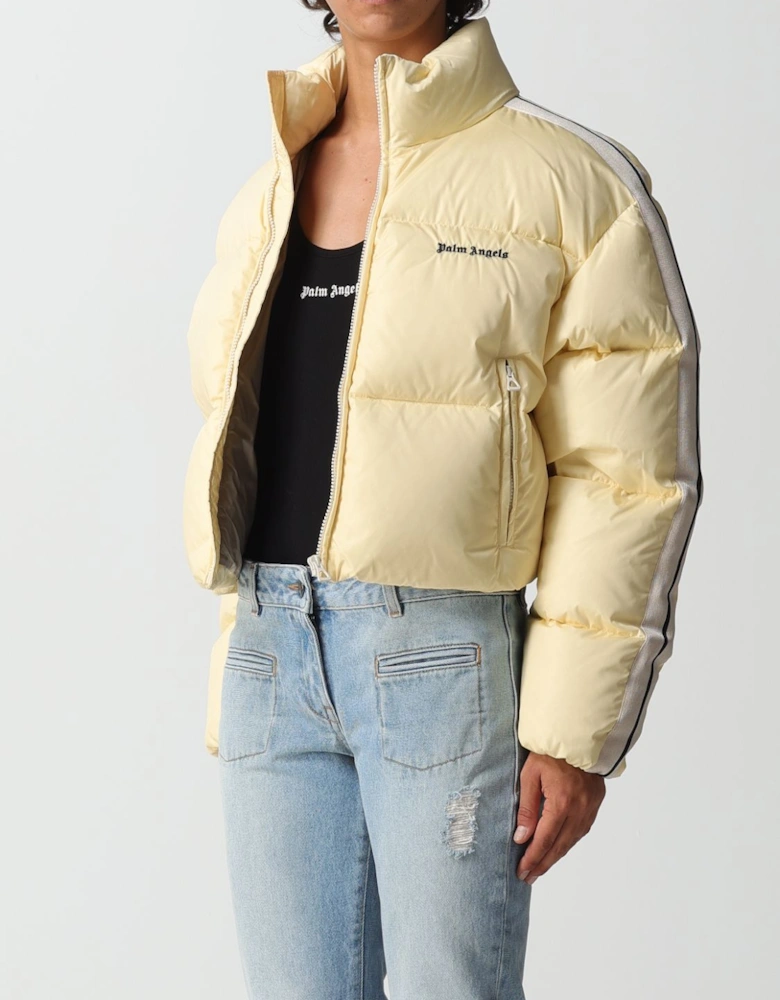 Cropped Puffer Jacket with Stripes