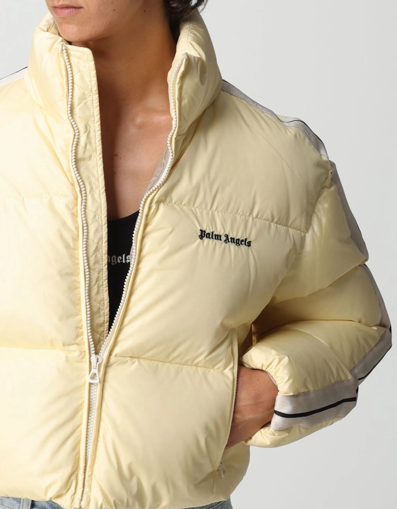 Cropped Puffer Jacket with Stripes