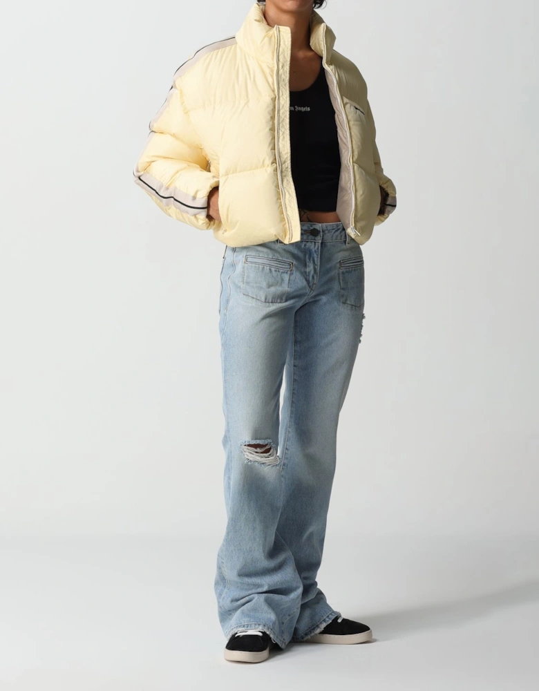 Cropped Puffer Jacket with Stripes