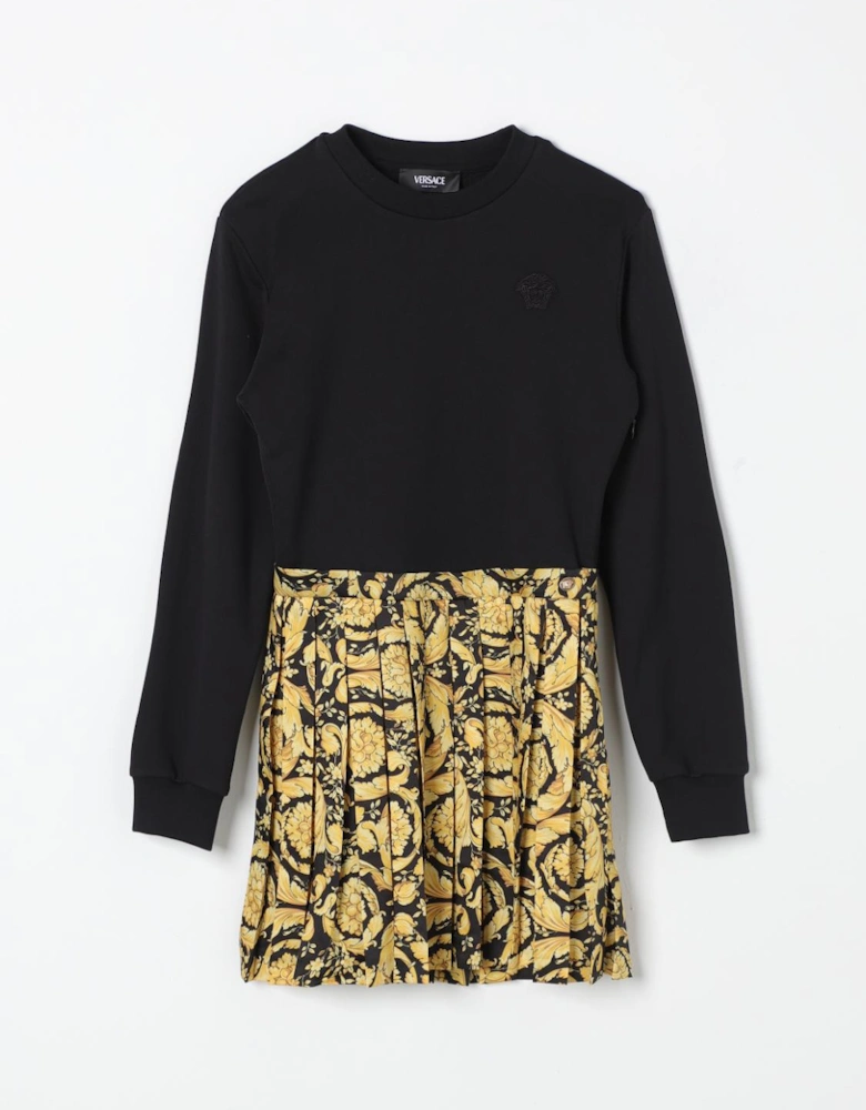 Pleated Skirt Dress Baroque Print