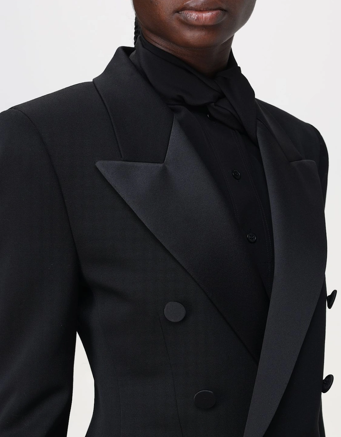 DoubleBreasted SatinLapel Blazer