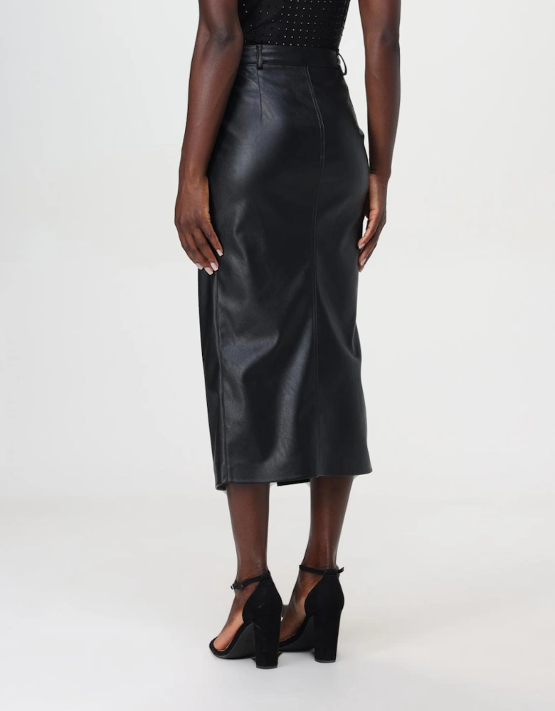 Faux Leather Midi Skirt