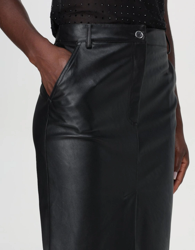 Faux Leather Midi Skirt