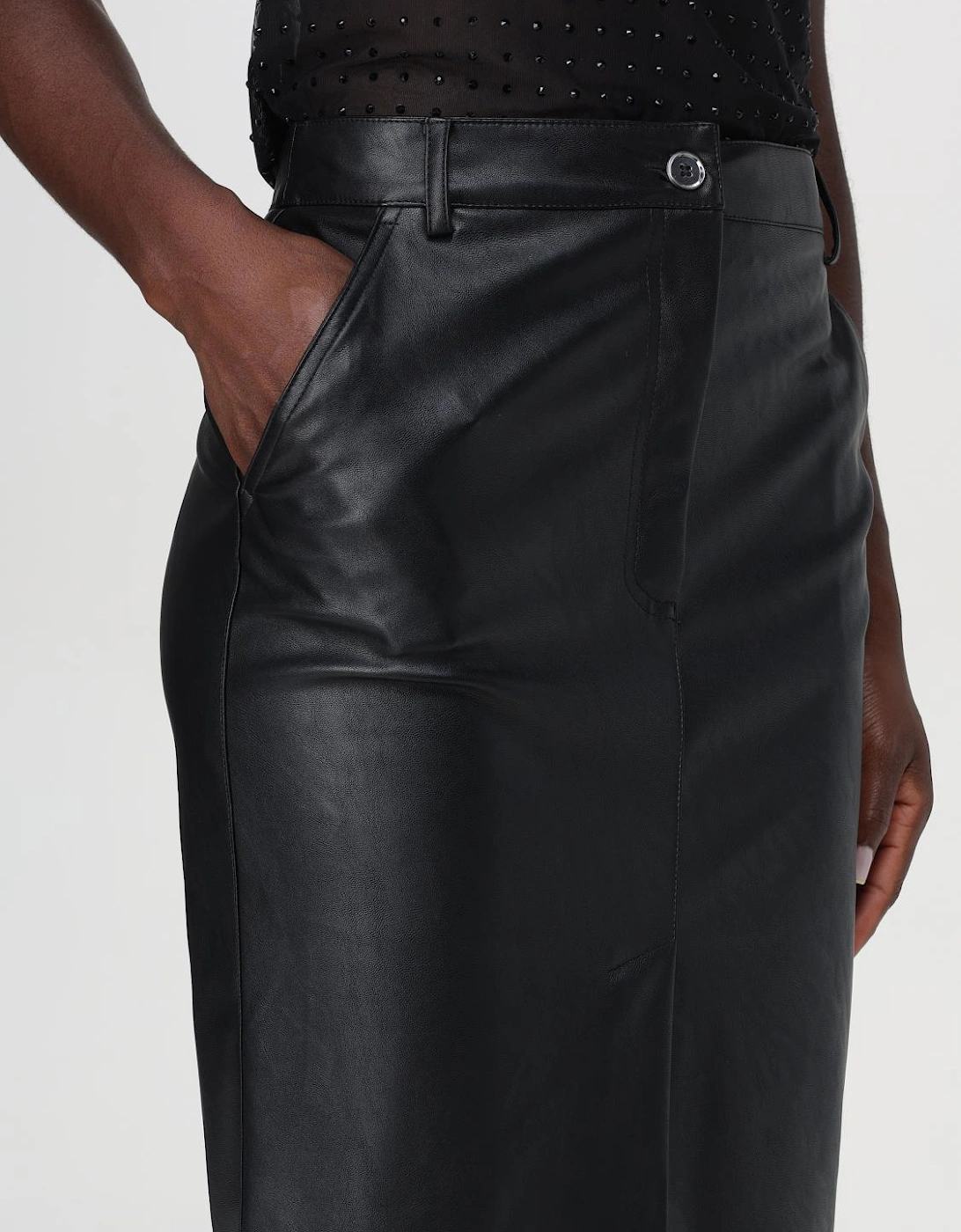 Faux Leather Midi Skirt