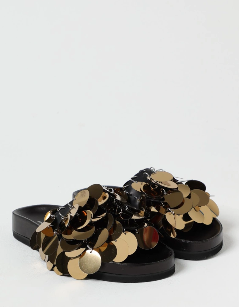 Sequin Embellished Leather Slides
