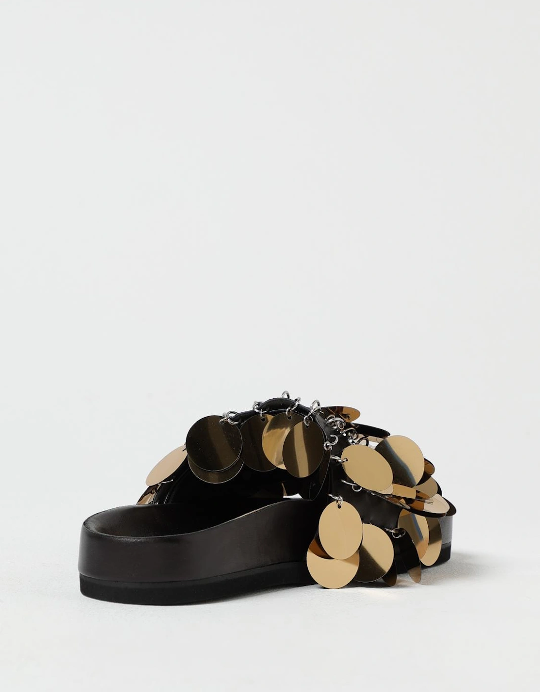 Sequin Embellished Leather Slides