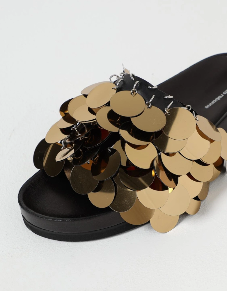 Sequin Embellished Leather Slides