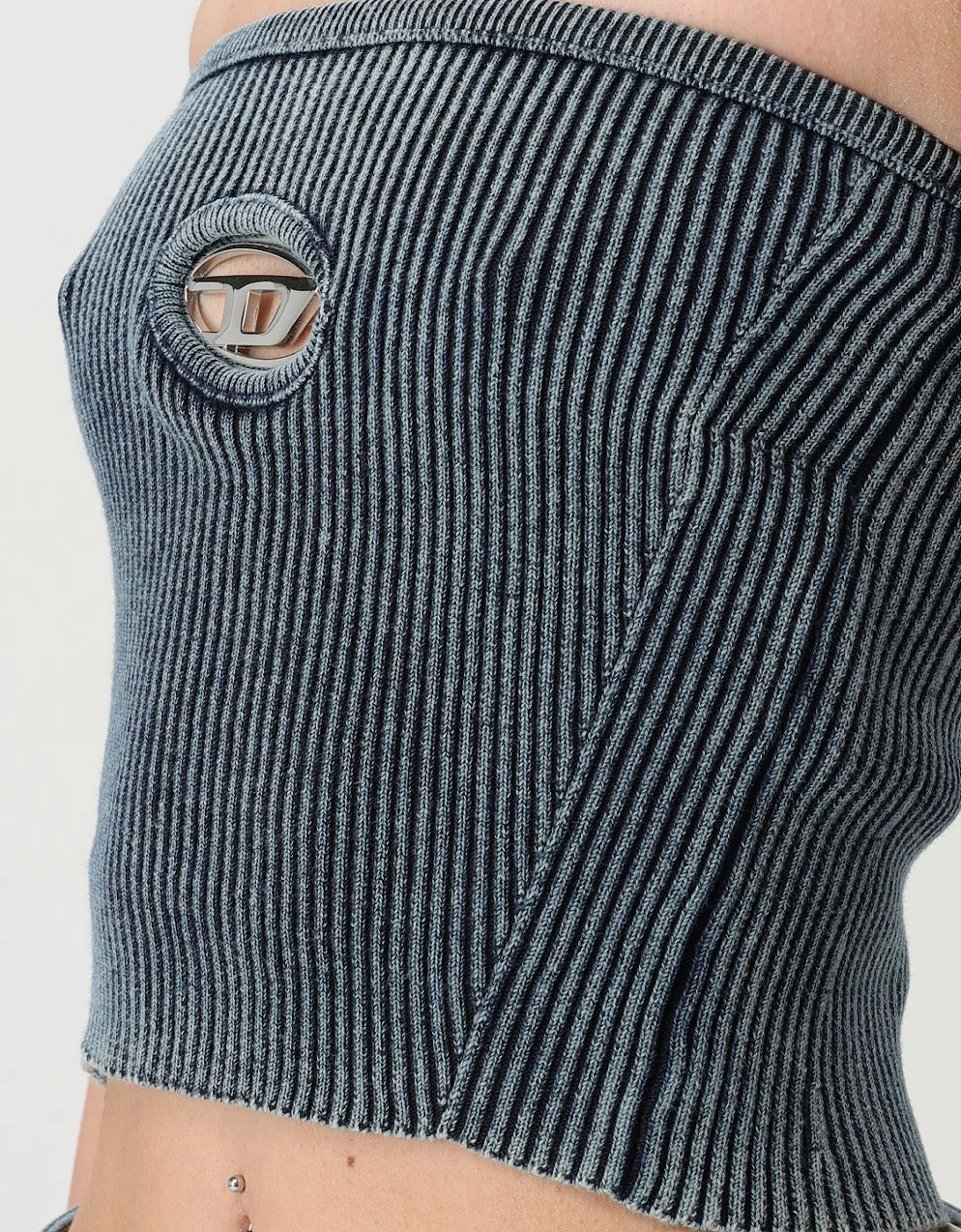 Ribbed Strapless Top CutOut Detail