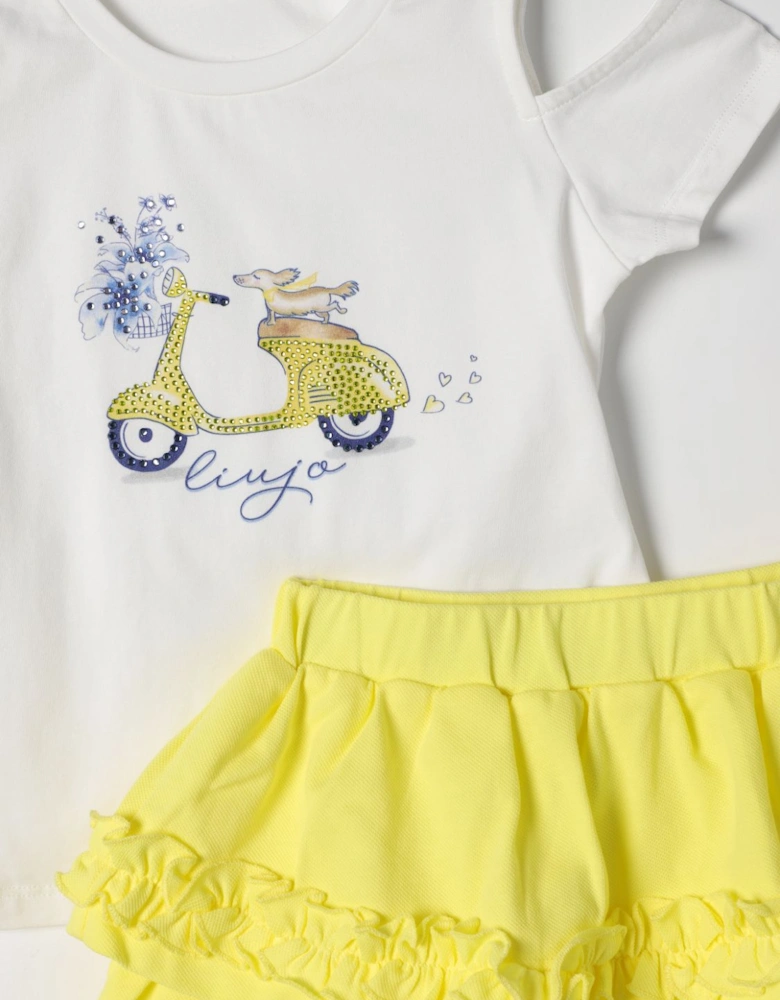 Girls Scooter Print Ruffle Outfit