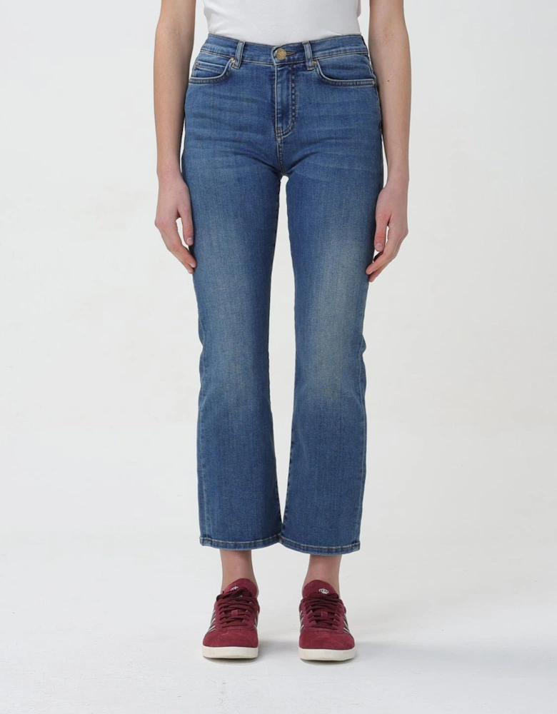 Comfortable Mid-Rise Denim Jeans with Boot Cut and Stretch Fabric