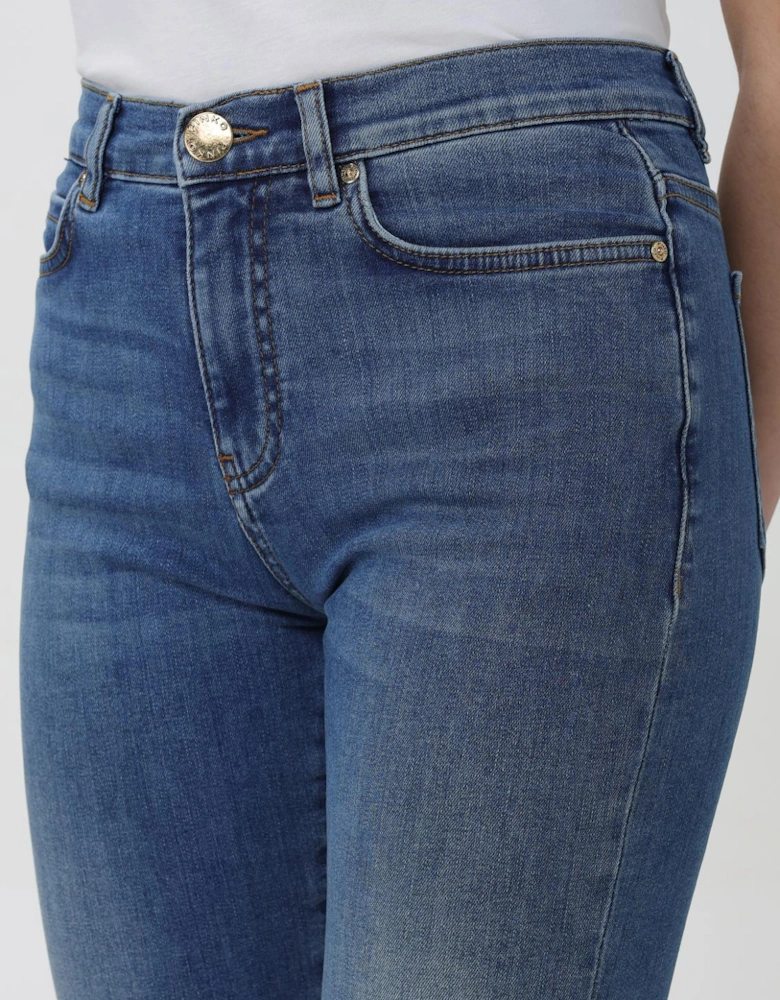 Comfortable Mid-Rise Denim Jeans with Boot Cut and Stretch Fabric