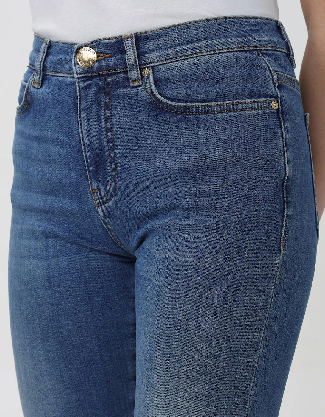 Comfortable Mid-Rise Denim Jeans with Boot Cut and Stretch Fabric