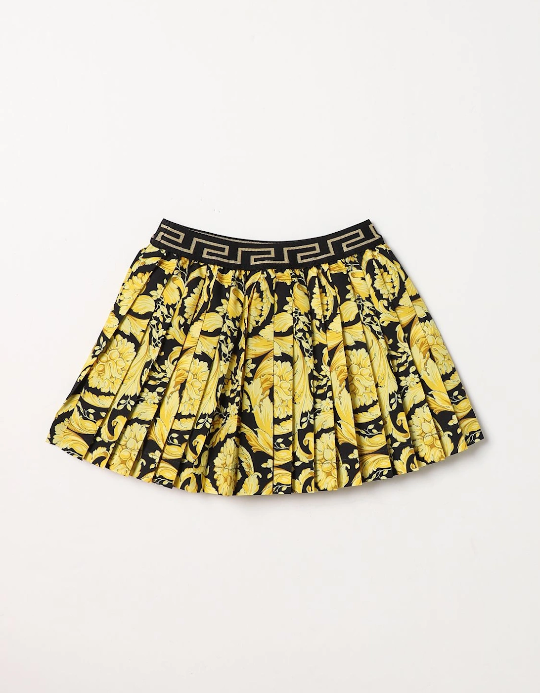 Pleated Baroque Print Skirt