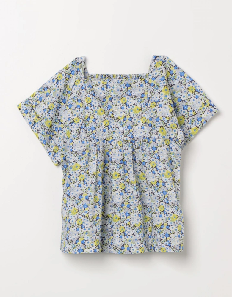 Floral Smocked Top Short Sleeves