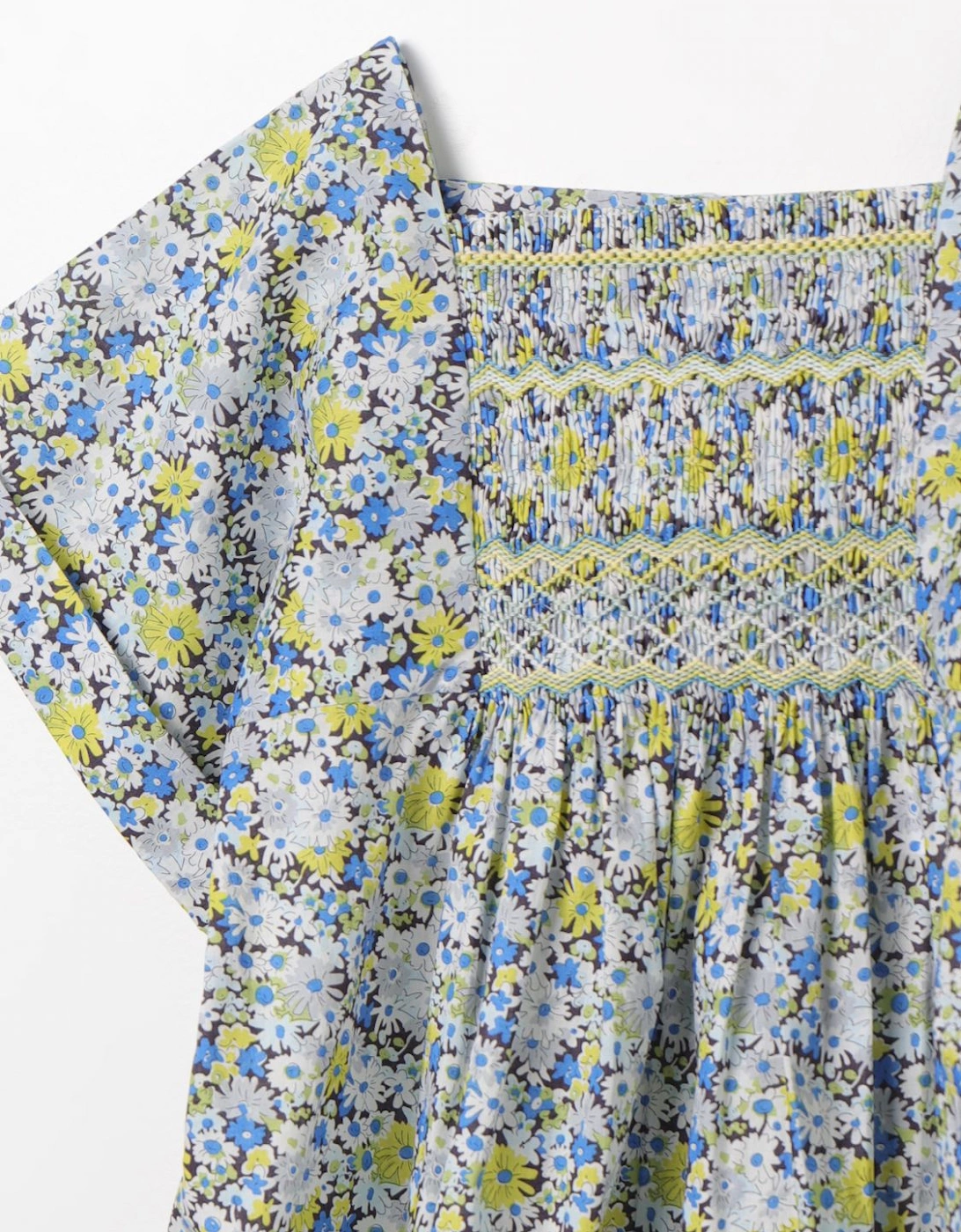 Floral Smocked Top Short Sleeves
