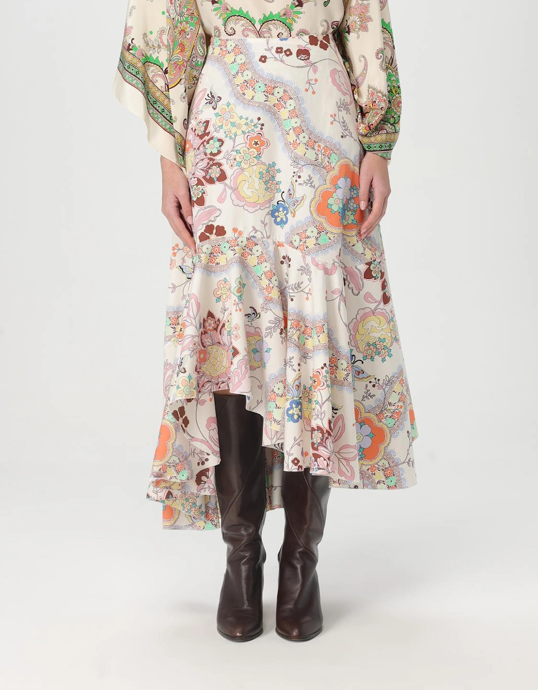 Floral Paisley Print Midi Skirt, 5 of 4