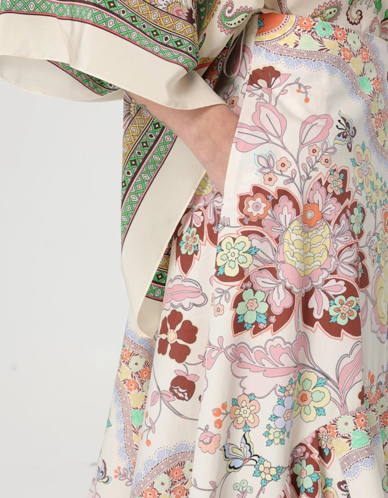 Floral Paisley Print Midi Skirt