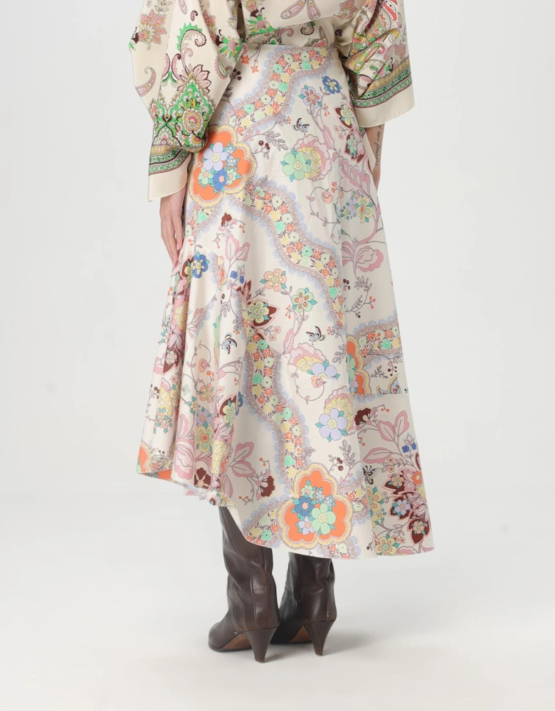 Floral Paisley Print Midi Skirt