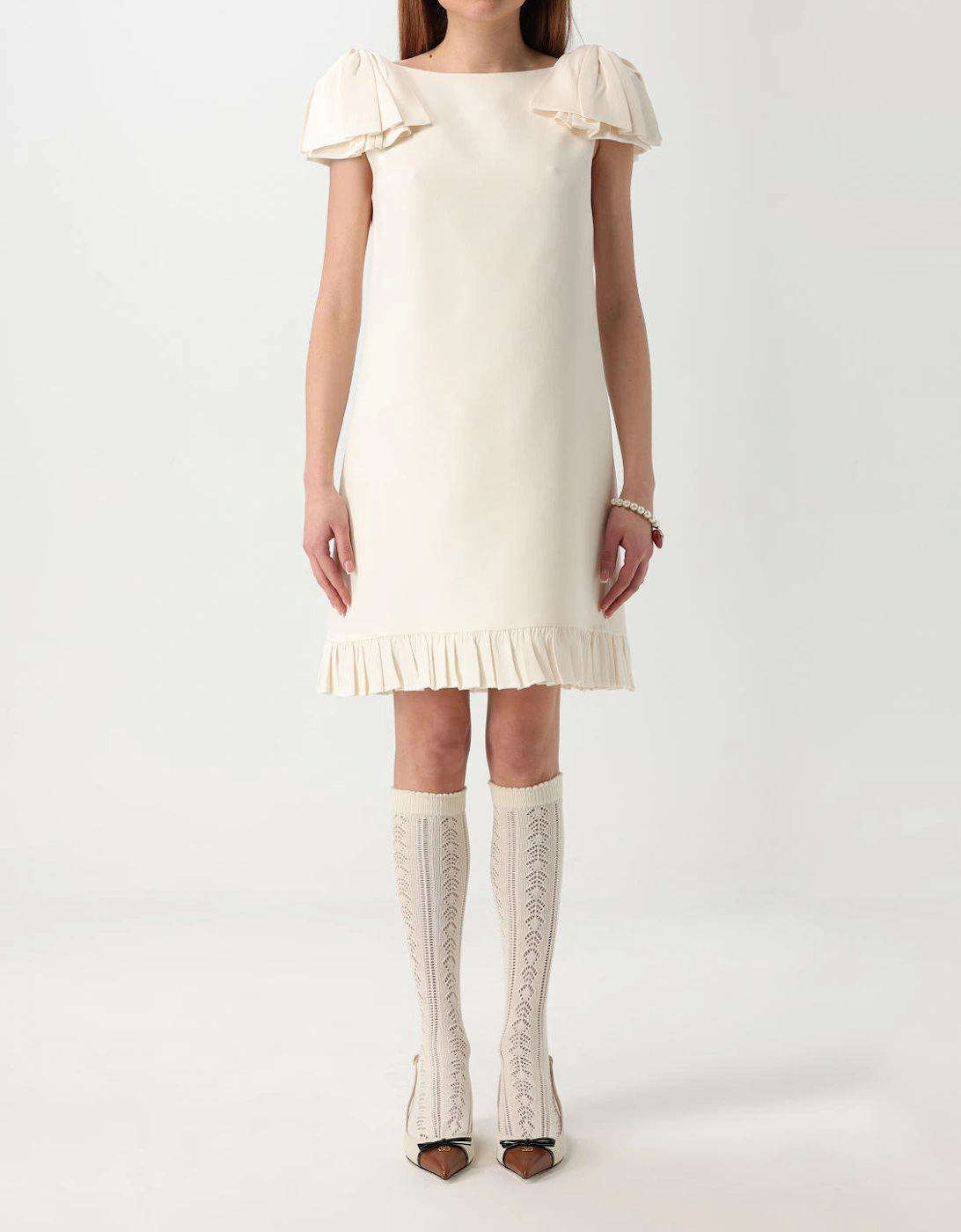 Shift Dress Pleated Detail Ruffle Hem, 6 of 5