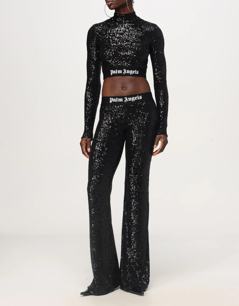 Sequin Crop Top Long Sleeves