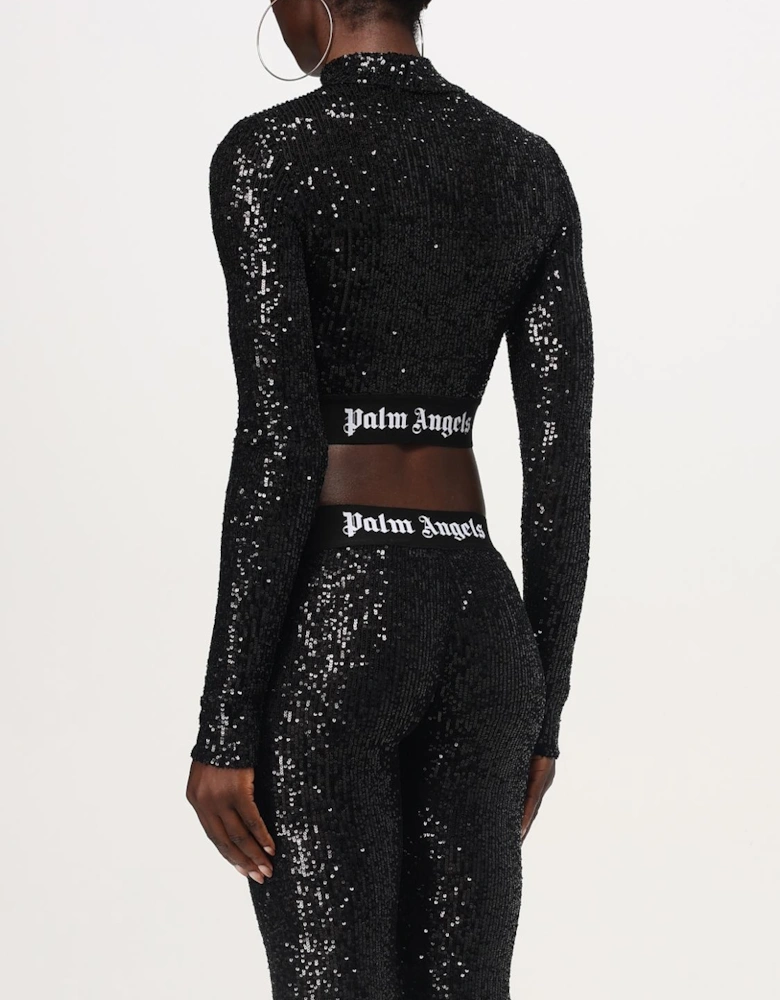 Sequin Crop Top Long Sleeves