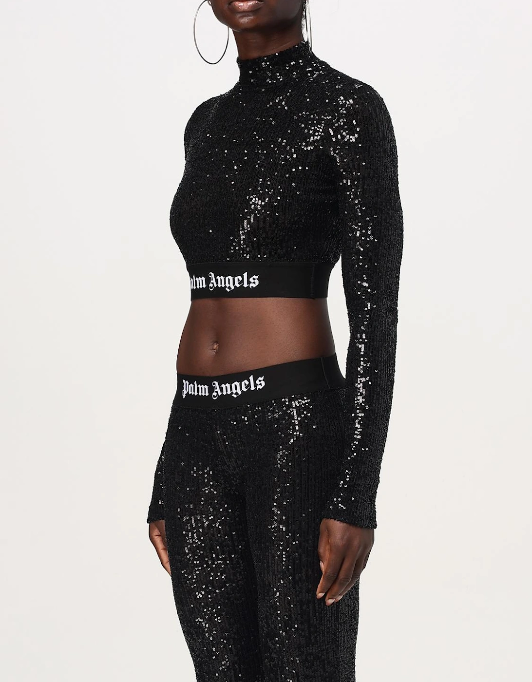 Sequin Crop Top Long Sleeves