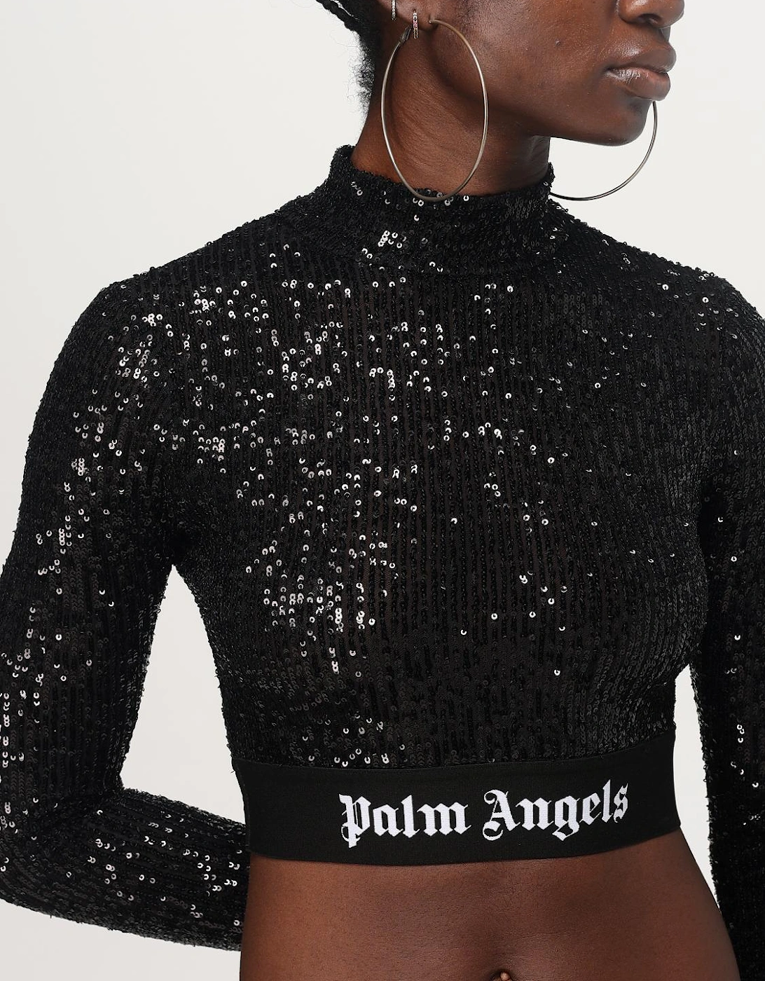 Sequin Crop Top Long Sleeves