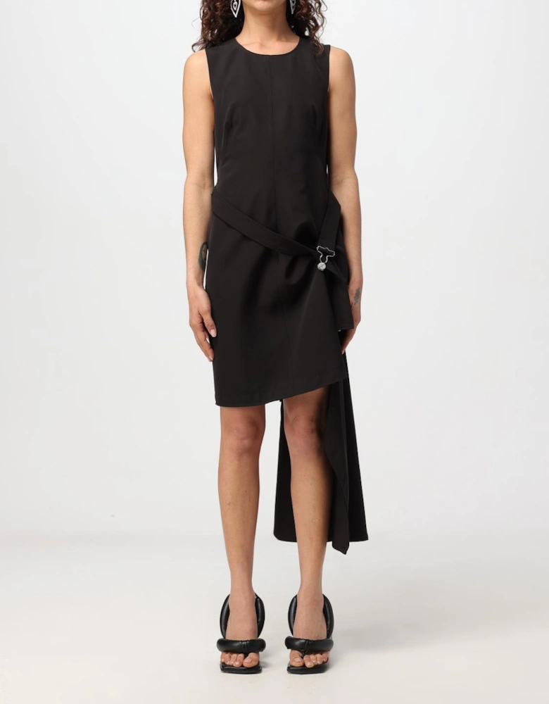 Asymmetrical Crepe Mini Dress