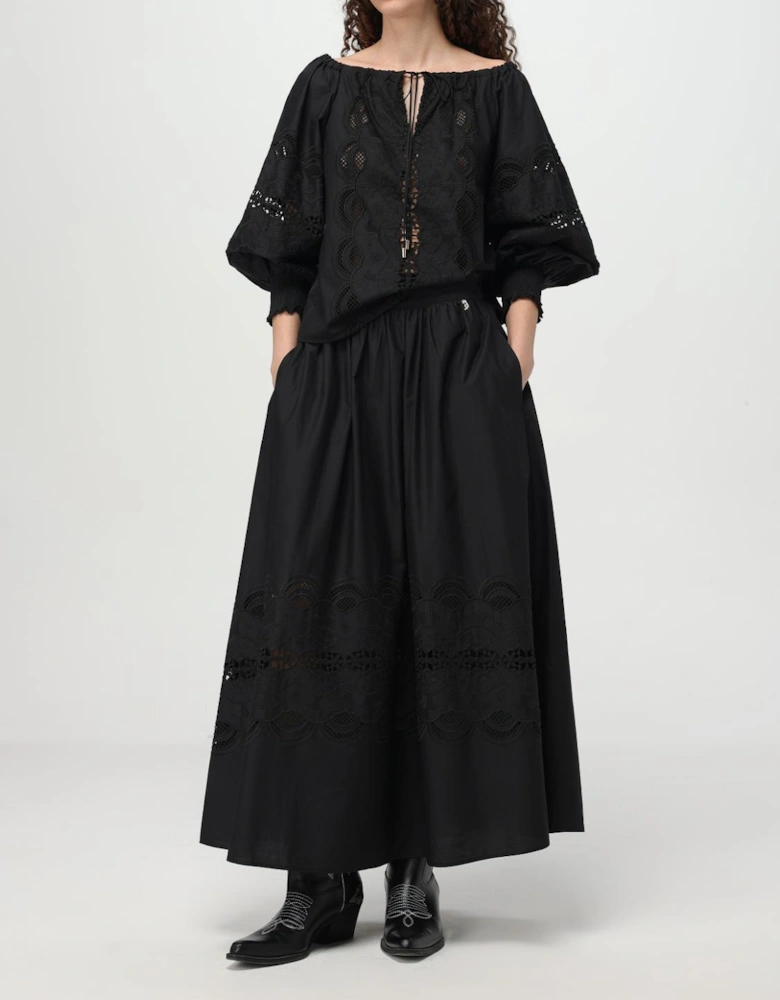 Lace Detail Midi Skirt