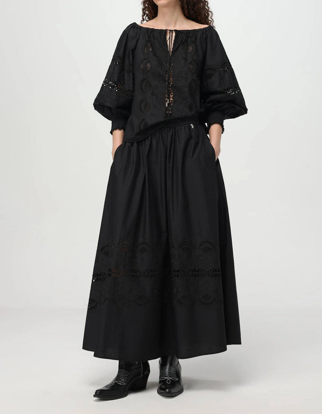 Lace Detail Midi Skirt
