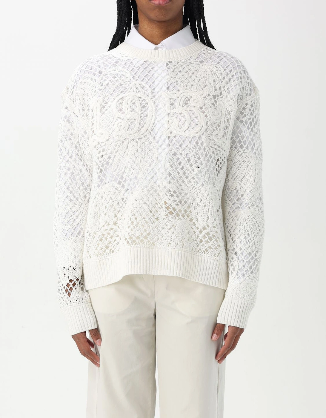 Crochet Knit Pullover Sweater
