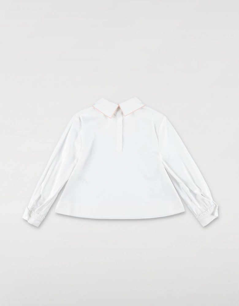 Bunny Embroidered Peter Pan Collar Shirt