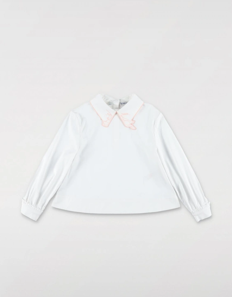 Bunny Embroidered Peter Pan Collar Shirt