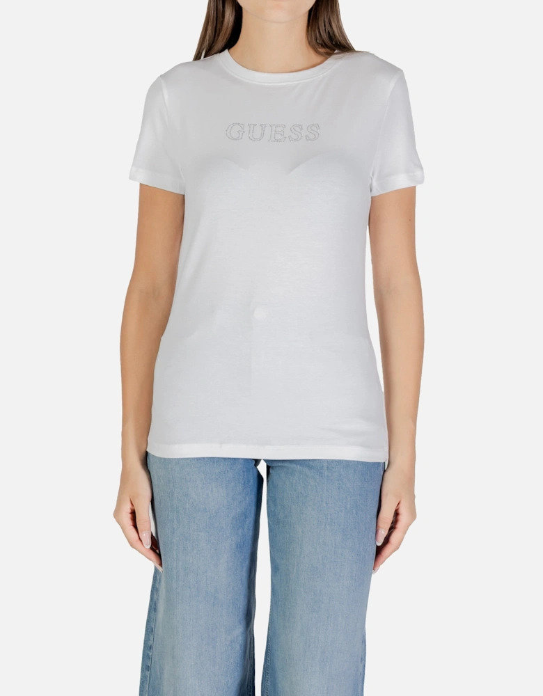 Rhinestone Embellished Short Sleeve Round Neck T-Shirt