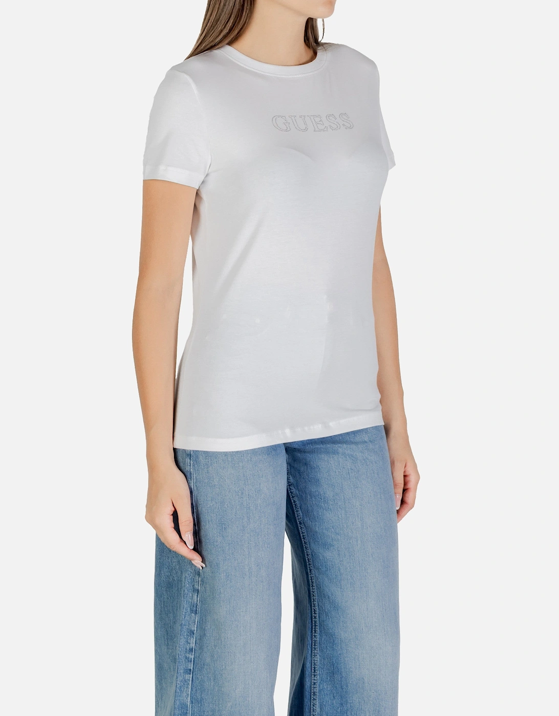 Rhinestone Embellished Short Sleeve Round Neck T-Shirt