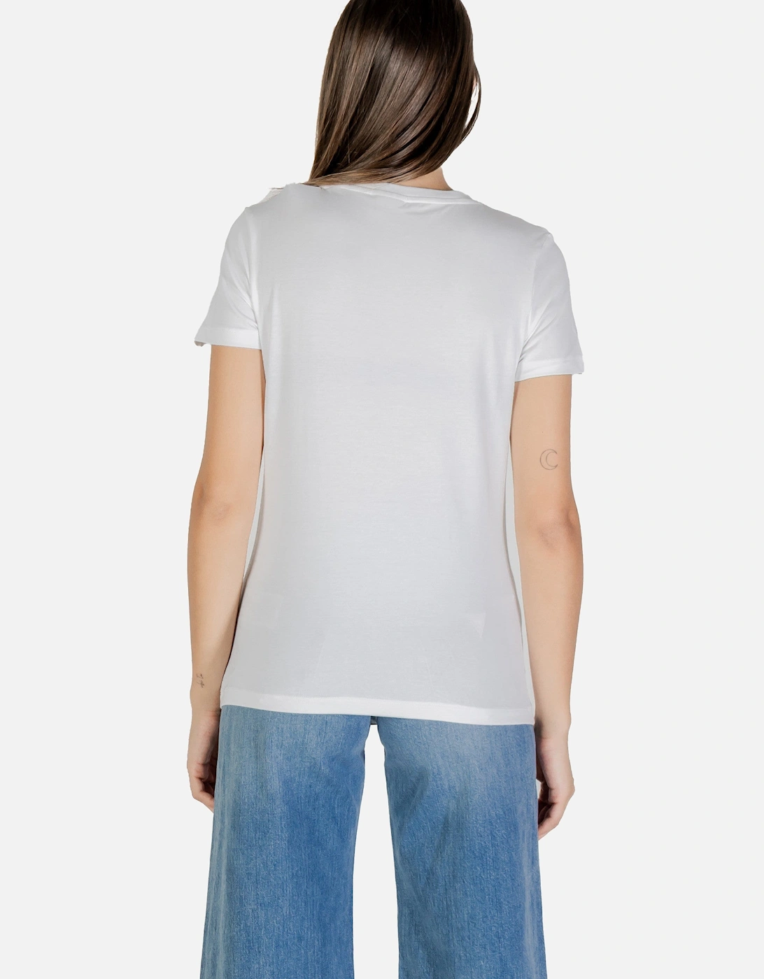 Rhinestone Embellished Short Sleeve Round Neck T-Shirt