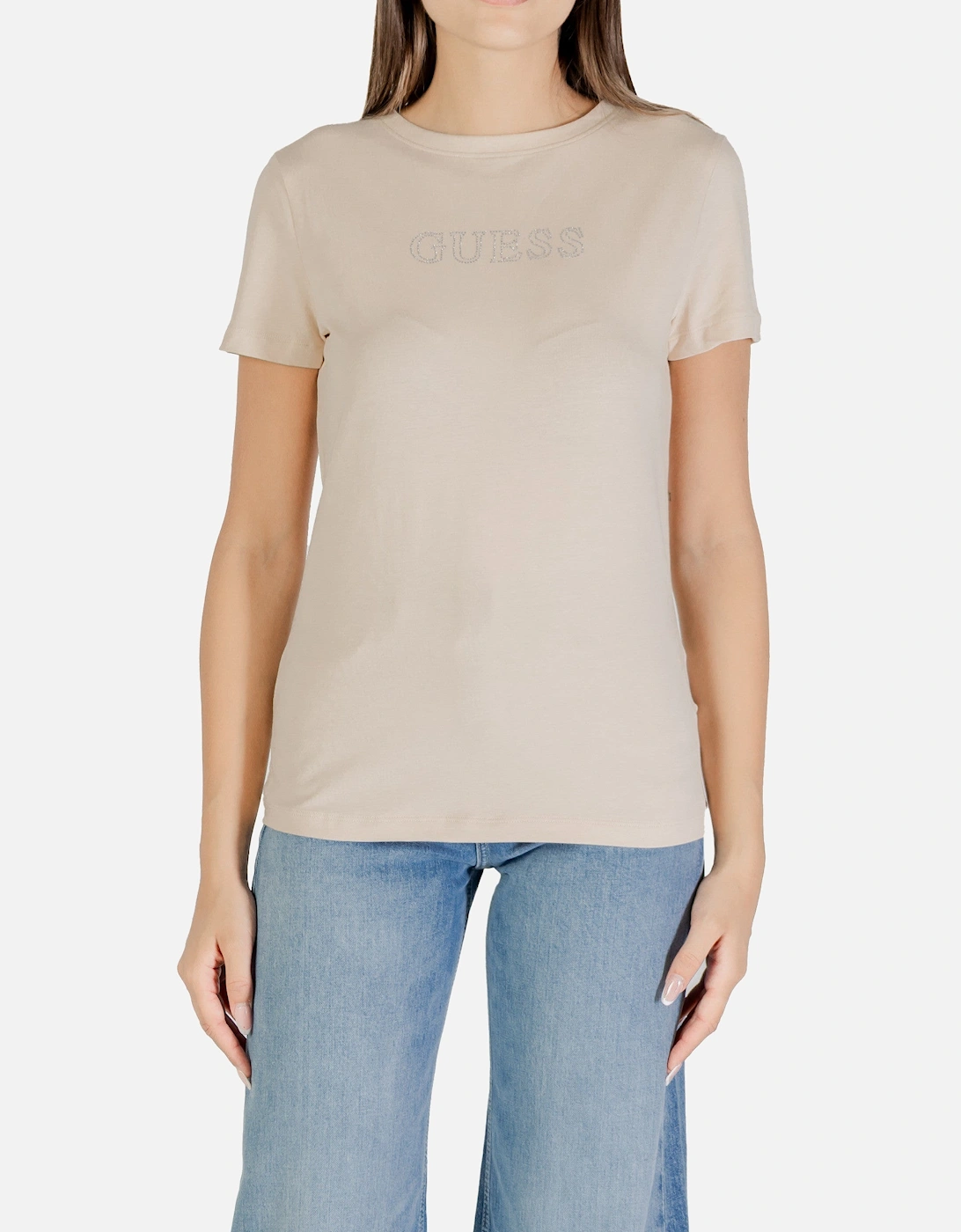 Rhinestone Embellished Printed T-Shirt with Round Neck and Short Sleeves, 4 of 3