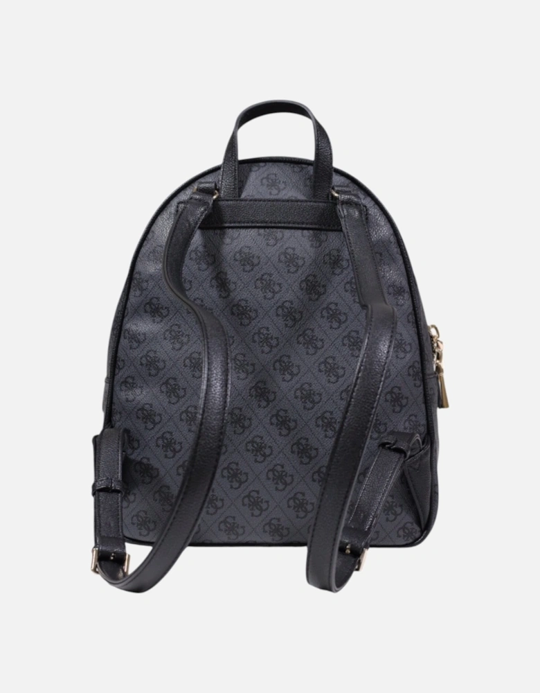 Printed Polyurethane Rucksack with Zip Closure and Multiple Pockets