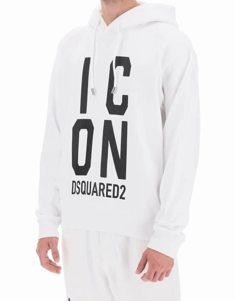 Printed Cotton Hooded Sweatshirt with Round Neck