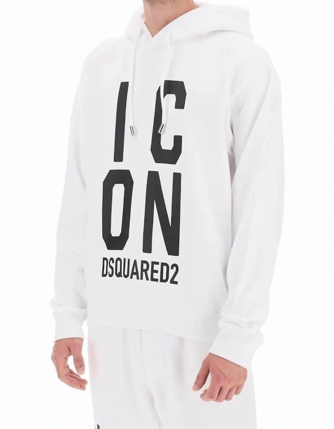 Printed Cotton Hooded Sweatshirt with Round Neck