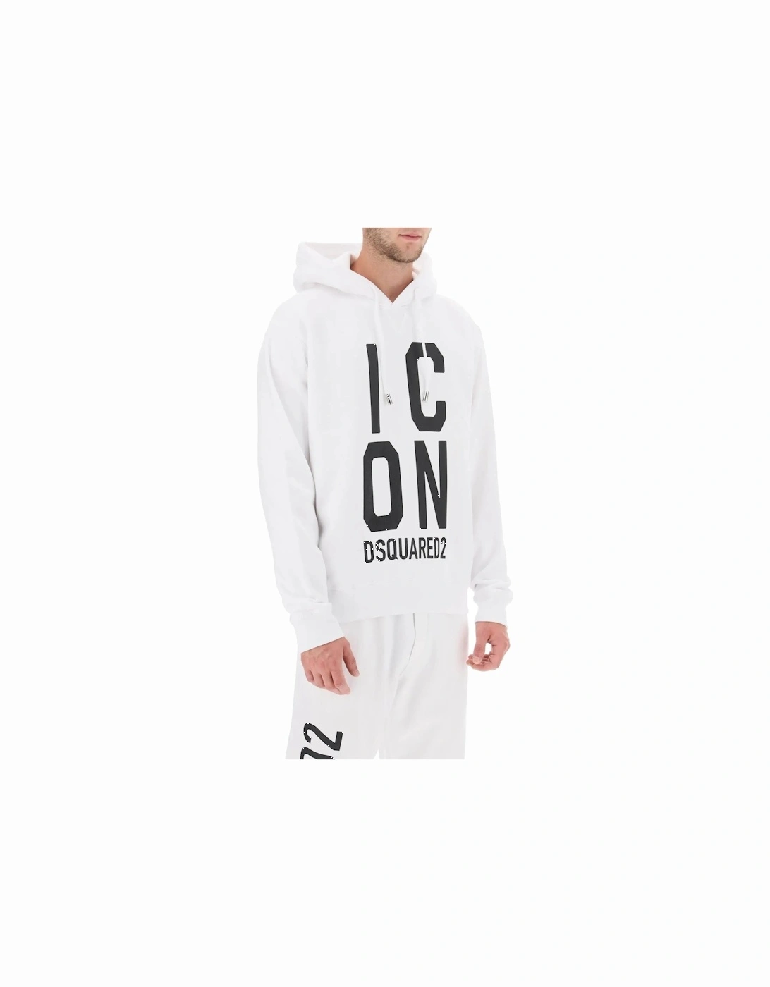 Printed Cotton Hooded Sweatshirt with Round Neck