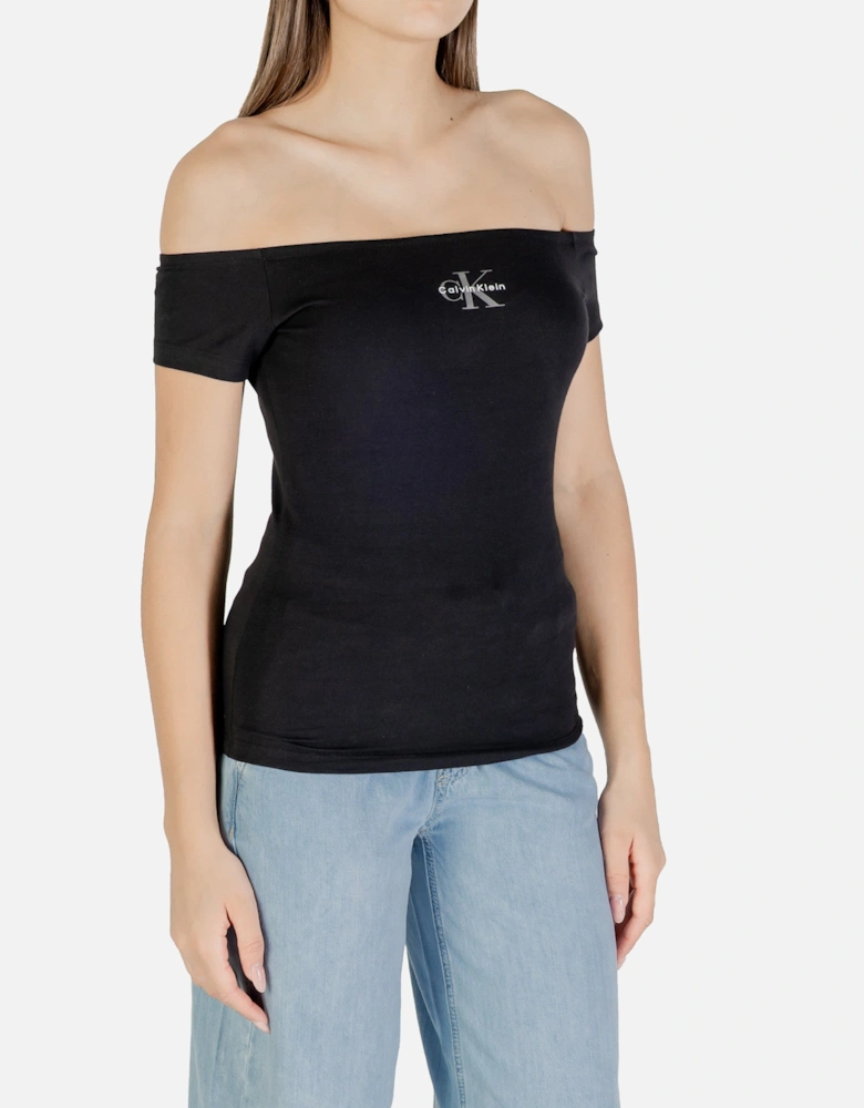 Printed Boat Neck Short Sleeve Top