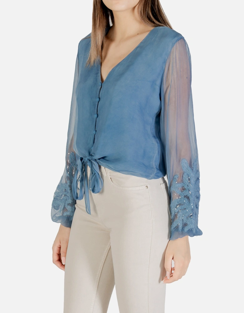 Sequin Detail Tie Front Blouse