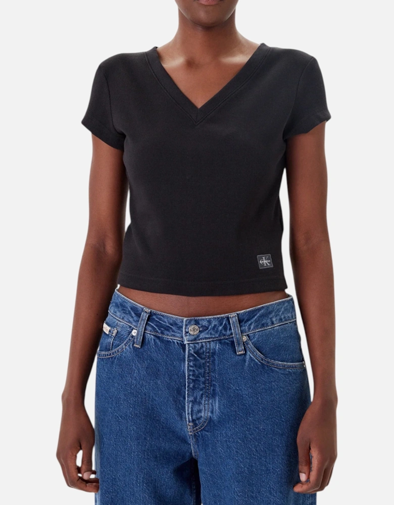 Ribbed VNeck Tee