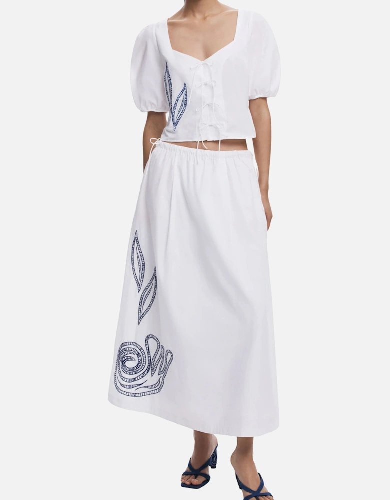 Embroidered Top  Skirt Set