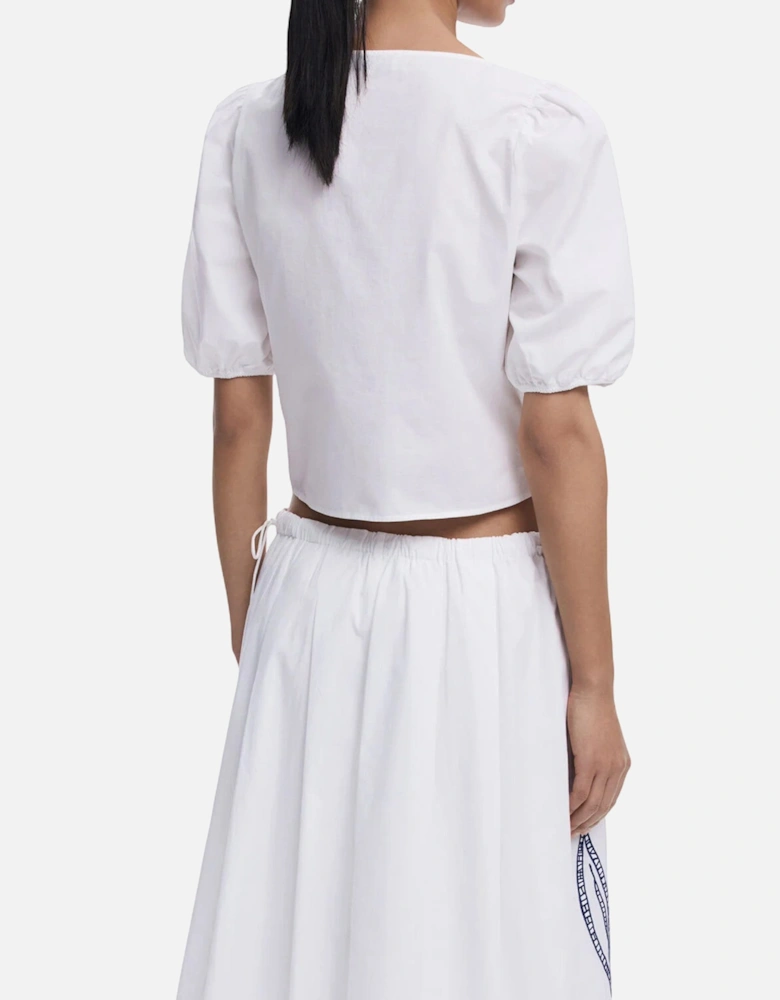 Crop Embroidered Tie Top