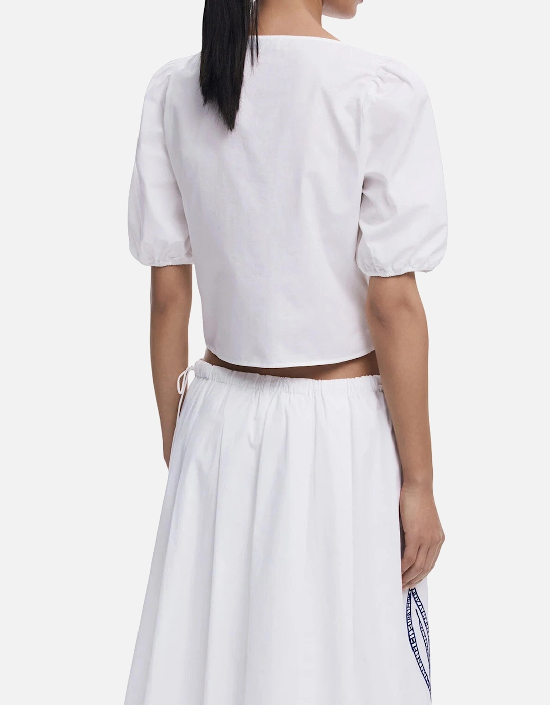 Crop Embroidered Tie Top