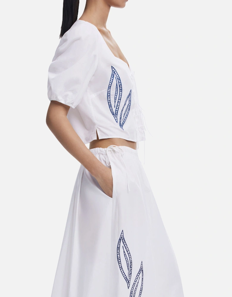 Crop Embroidered Tie Top