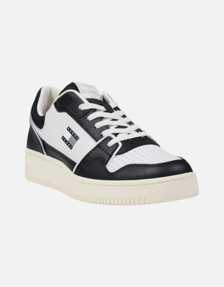 Leather Lace-Up Sneakers with Polyurethane Detail