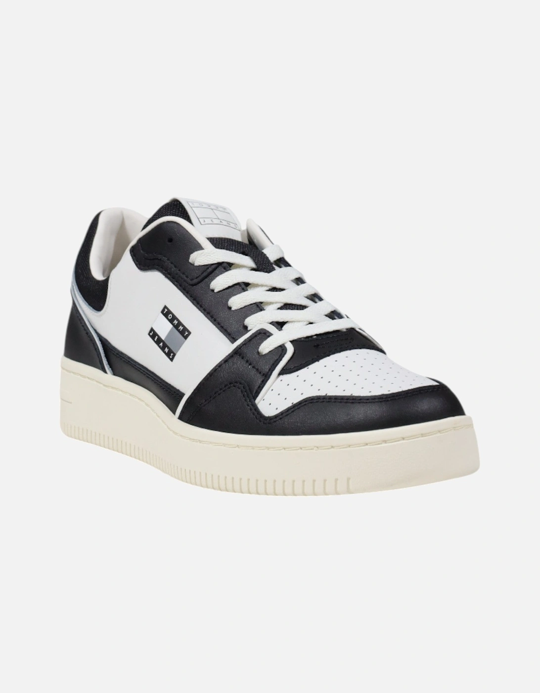 Leather Lace-Up Sneakers with Polyurethane Detail